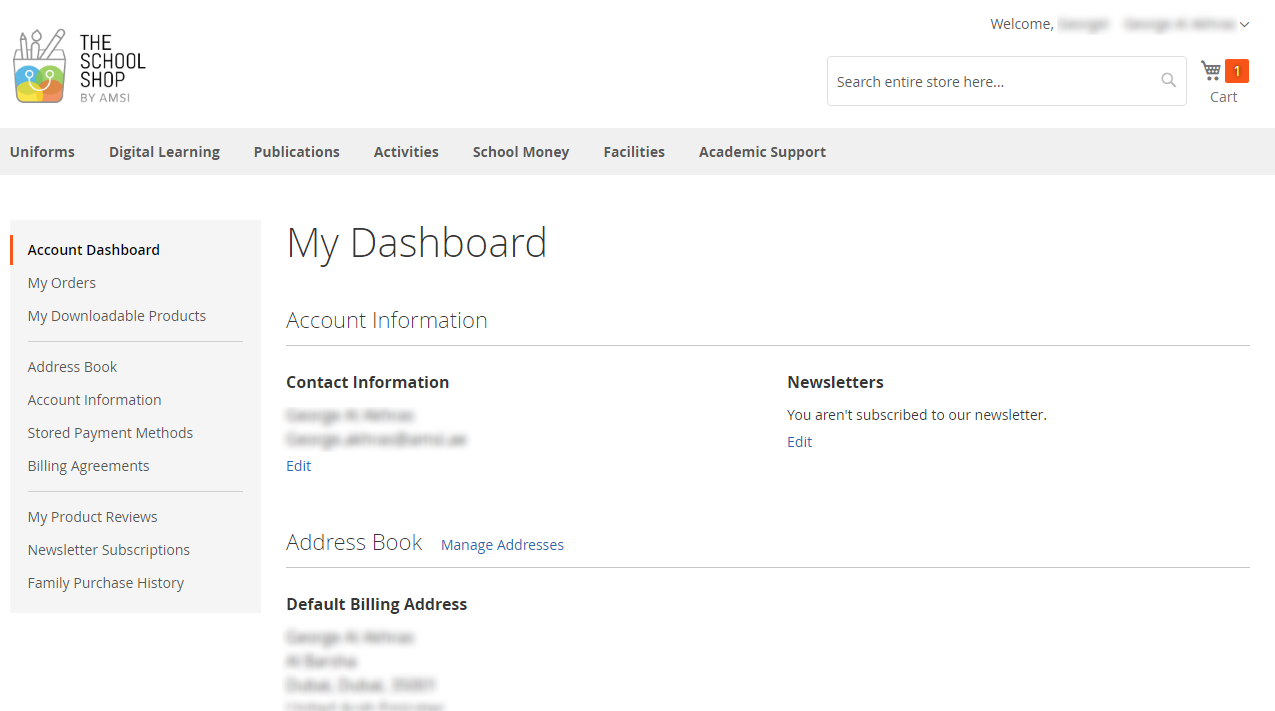 image shop.amsi.ae account page